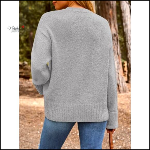 Oversized Fuzzy Chunky Pullover Sweater, Cozy Warm Fall Winter Wear - Picture 4 of 7